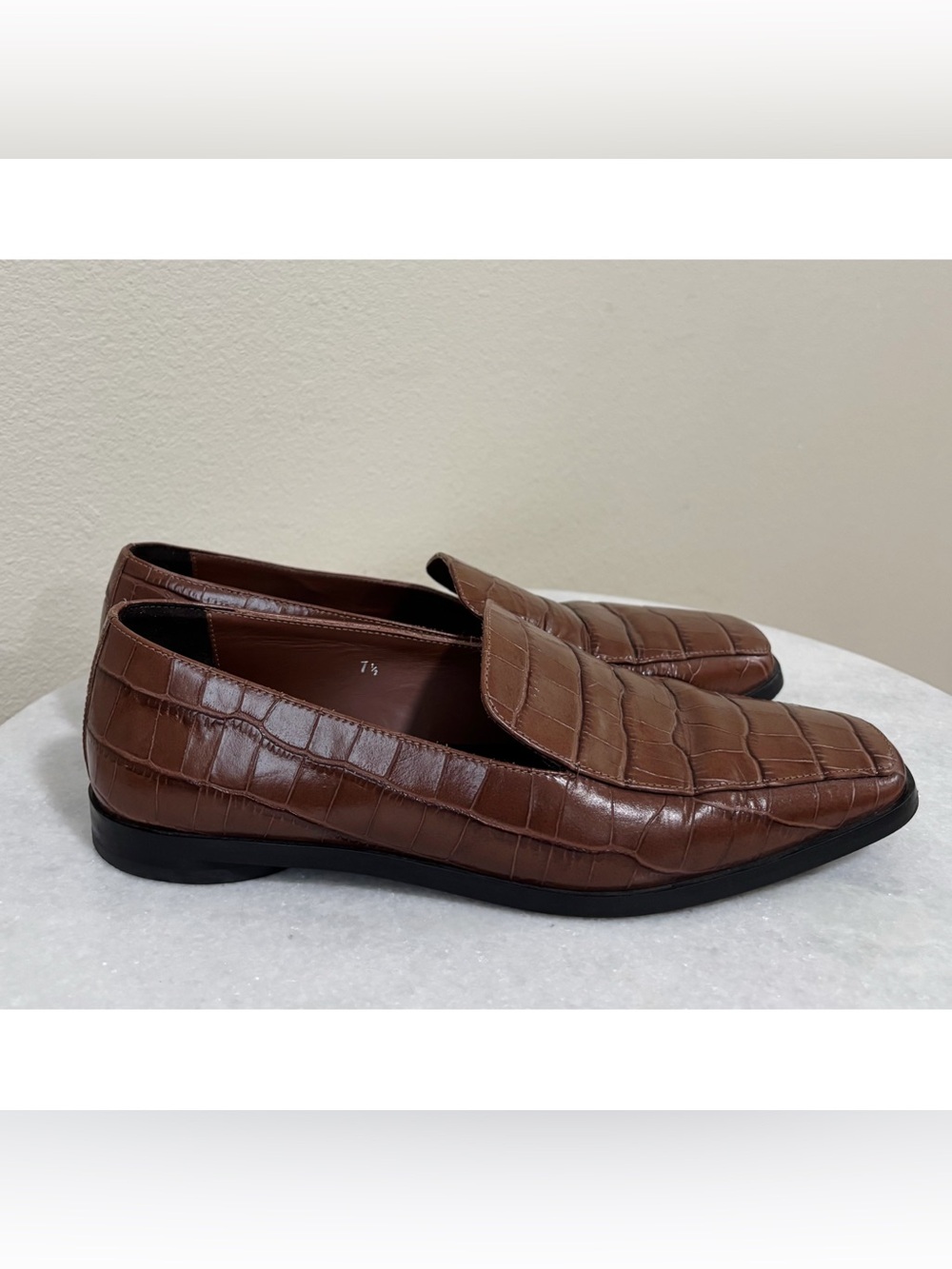 Everlane Size 7.5 Brown Women's Leather Loafers Slip On Made in Italy - Picture 5 of 9